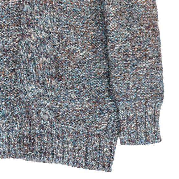 Orvis Tunic Sweater Womens L Marled Blue Wool Alpaca Blend Fuzzy Chunky Boho - Picture 2 of 9